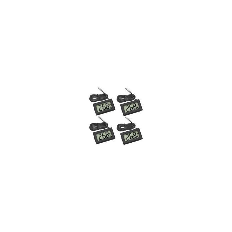 Set Mit 4 Digitalen Lcd-thermometern, Temperaturüberwachung Mit Externer Sonde, Für Kühlschrank, Gefrierschrank, Aquarium, Schwarz, Crezuo