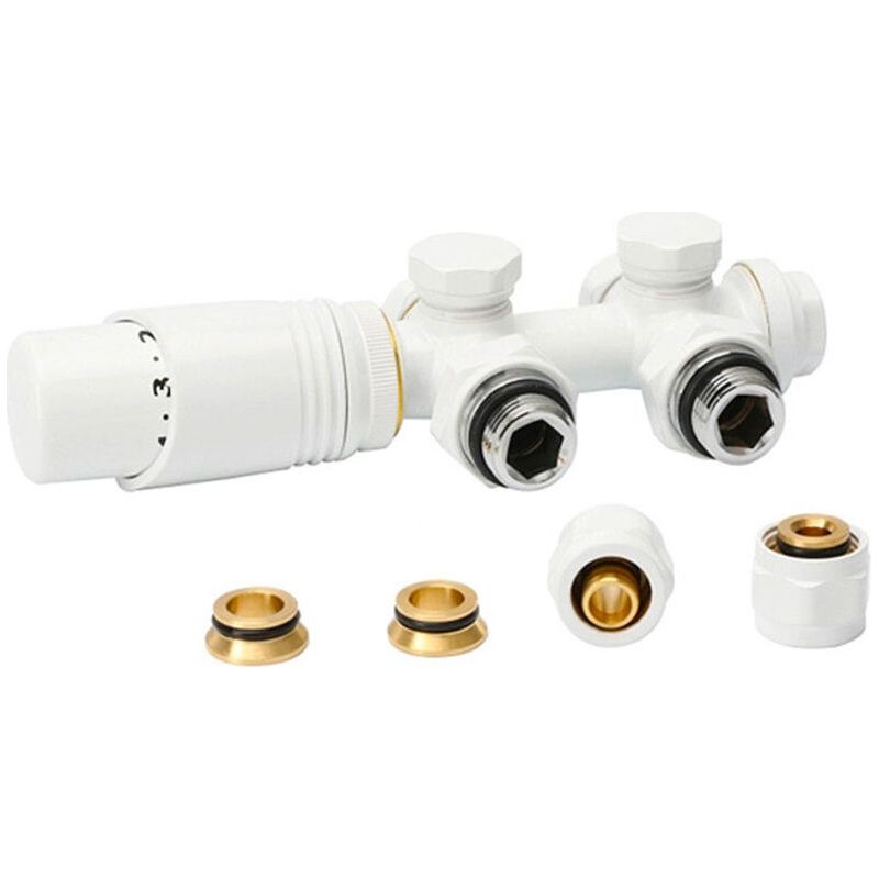 Multibloc Mit Thermostat Für Badezimmerheizkörper, G 1/2 Zoll Zentralanschluss, Verstellbarer Thermostatkopf Aus Messing, 50 Mm, M30x1 Crezuo