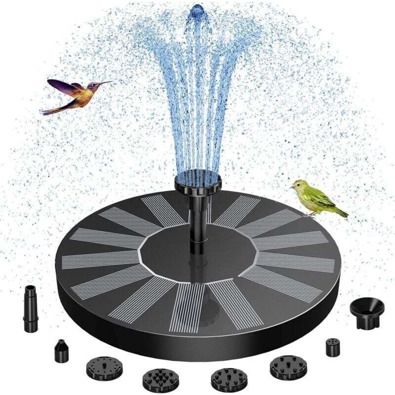 Crezuo Solar-gartenbrunnen, Gartenbrunnen Mit 6 Düsen, Solarpumpe Für Gartenteich, Pool, Terrasse, Dekoration