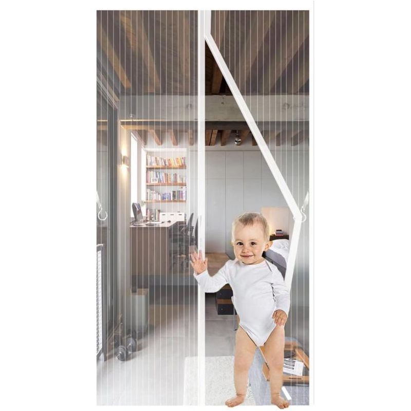 Magnetisches Moskitonetz Für Türen, 90 X 210 Cm, Fliegengittertür Mit Automatischem Schließmechanismus, Atmungsaktives Insektenschutzgitter, Für Balkontüren Und Wohnzimmer, Bohrfreie Montage, Weiß, Cr