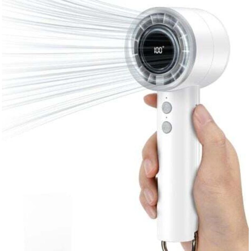 Crezuo Mini-usb-handventilator Mit Led-anzeige, 3000 Mah, Für Büro, Bibliothek, Reisen, Weiß