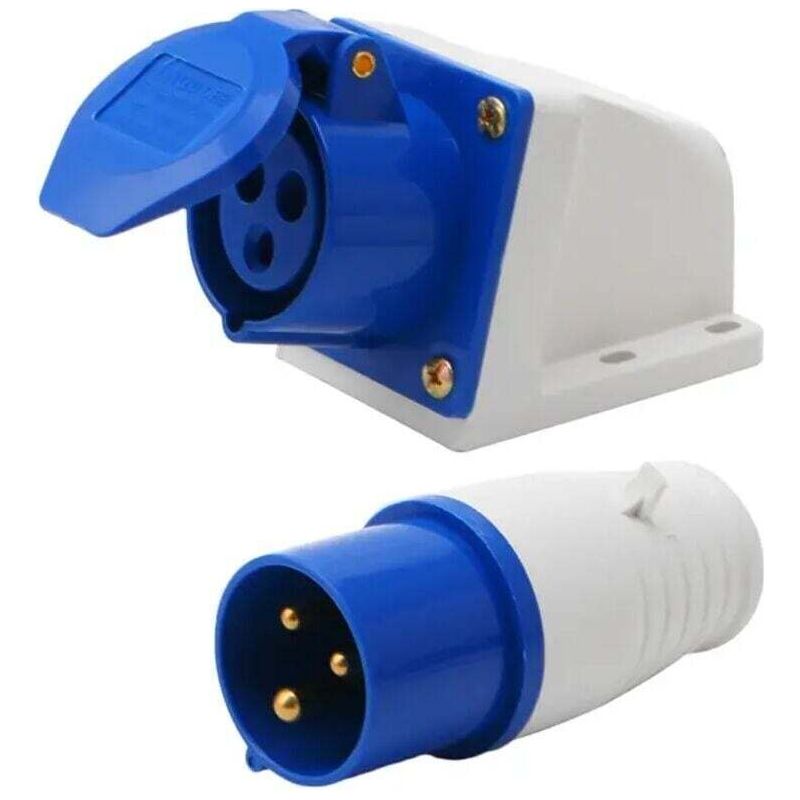 16a 220v Ip44 Industriesteckdose, Stromversorgung Für Wohnmobile, Campingwagen/caravans, 3-polig (2p+e), Wasserdicht (crezuo)