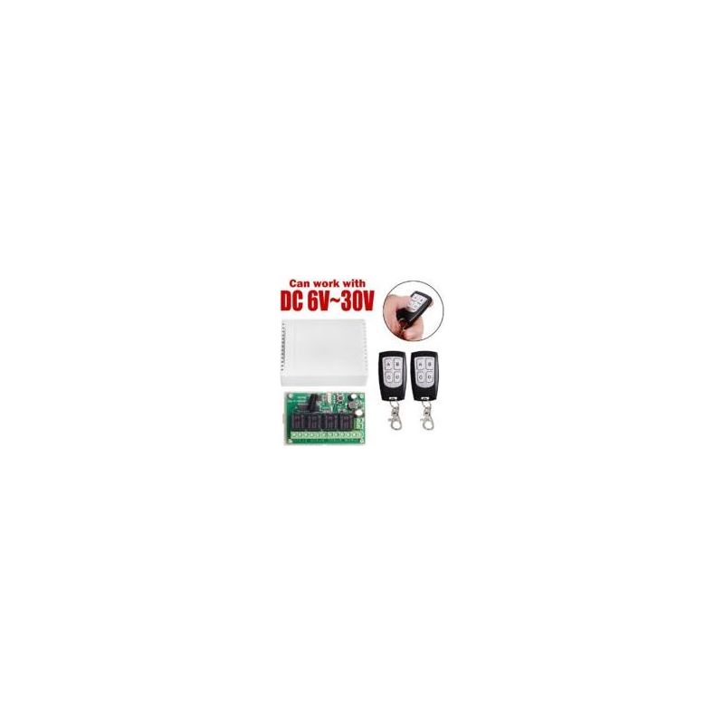 Télécommande Sans Fil 433mhz Dc 12v 4 Canaux, Commutateur Relais Rf Longue Distance, 2 Émetteurs Et 1 Récepteur, Pour Porte De Garage Crezuo-chrom