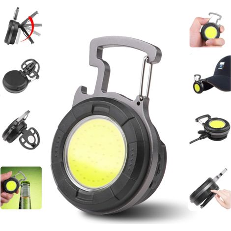 Mini-led-cob-taschenlampe, Tragbares Arbeitslicht, Kleiner Schlüsselanhänger, Wasserdichte Taschenlampen, Wiederaufladbar, Tragbarer Led-flaschenöffner Für Camping, Notbeleuchtung, Werkstatt