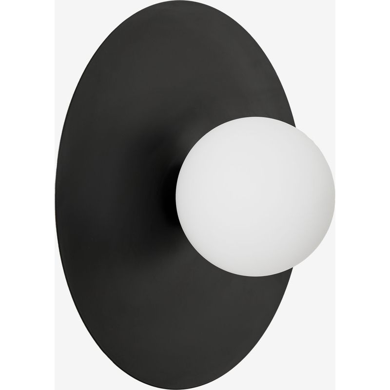 Schwarze Badezimmerwandleuchte Aus Eisen Und Glas, Ø30 Cm