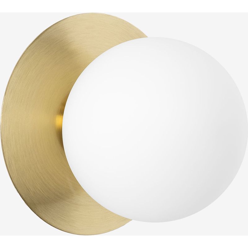 Goldene Badezimmer-wandleuchte Aus Eisen Und Glas, Ø 15 Cm, Glasschirm, Schutzart Ip44, G9-fassung, Max. 20 W