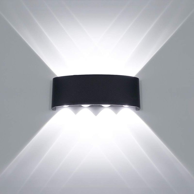 8w Ip65 Wasserdichte Led-wandleuchte, Schwarzes Aluminium, Mehrschichtiges Design, Für Den Innen- Und Außenbereich