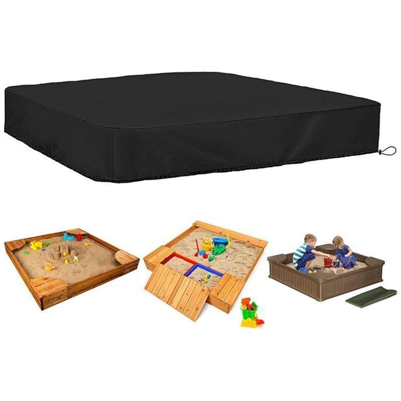 Crezuo 190t Wasserdichte Quadratische Schutzhülle Mit Kordelzug Für Sandkasten (150 X 150 X 20 Cm)