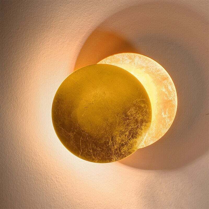 Wandleuchte Mit Mond- Und Sonnenfinsternis-motiv Aus Messing, 7 W Warmweißes Licht, 20 Cm, Für Nachttisch, Flur Und Treppenhaus