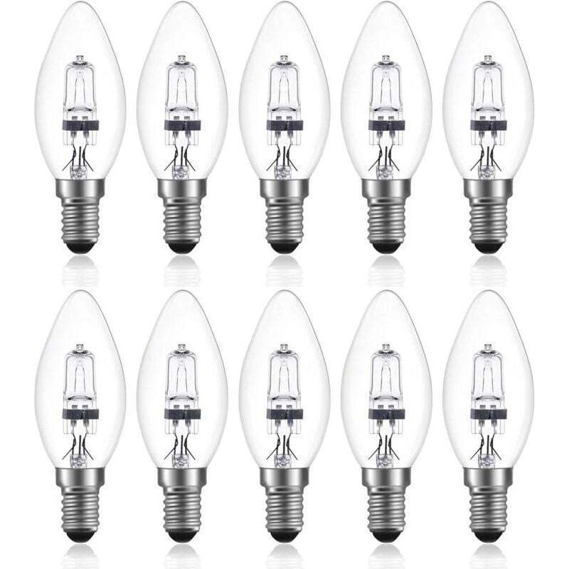 42-w-halogenlampe, E14/c35, Dimmbar, 220–240 V Wechselstrom, Warmweiß (2700 K), Klar, Kerzenform, 10er-pack, Crezuo