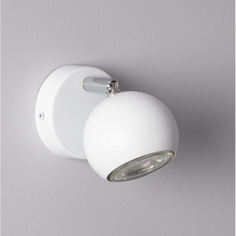 Verstellbare Led-wandleuchte Mit 1 Lichtpunkt, Gu10-fassung, Weißes Metall, Kompakte Abmessungen 105 X Ø80 Mm, Für Den Innenbereich