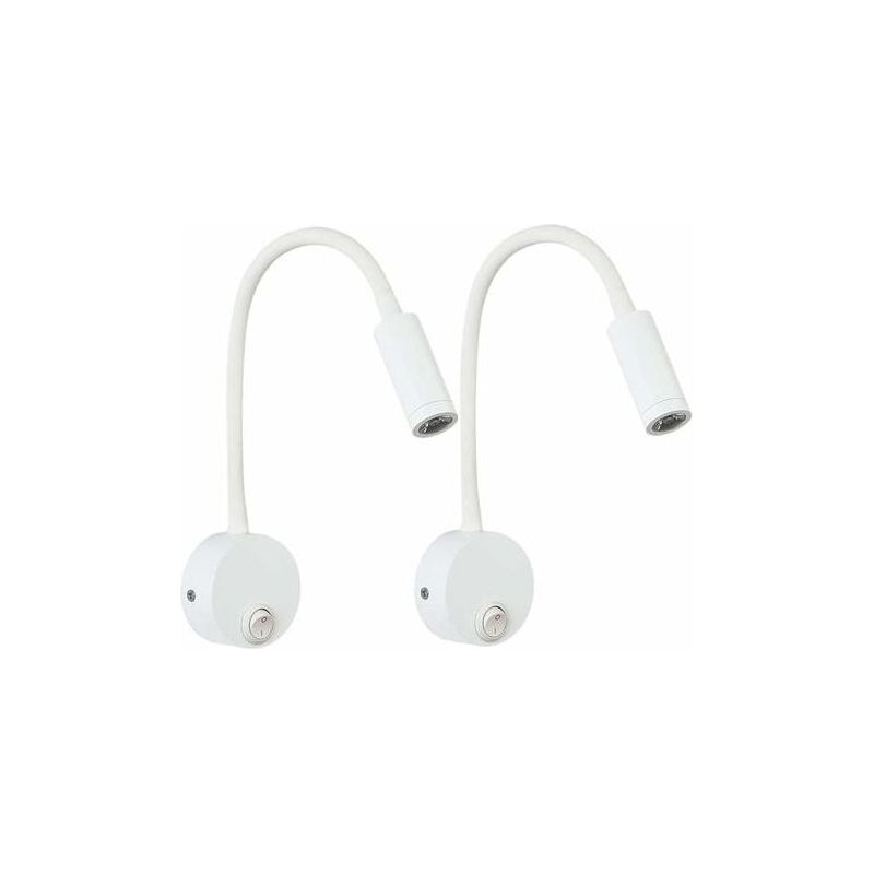 Set Mit 2 Weißen Leselampen, Flexible Schwanenhals-led-wandleselampen (3 W) Mit Schalter, Für Schlafzimmer, Wohnzimmer, Innenbereich, Crezuo