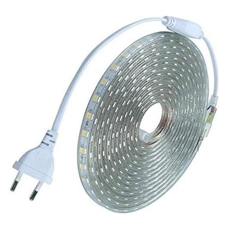 Komplettset Led-streifen 5 Meter 220v Wasserdichtes Silikon Ip68 Kaltweiß 6000°k Smd5050 60led/m – Kein Transformator Erforderlich Breite 8mm