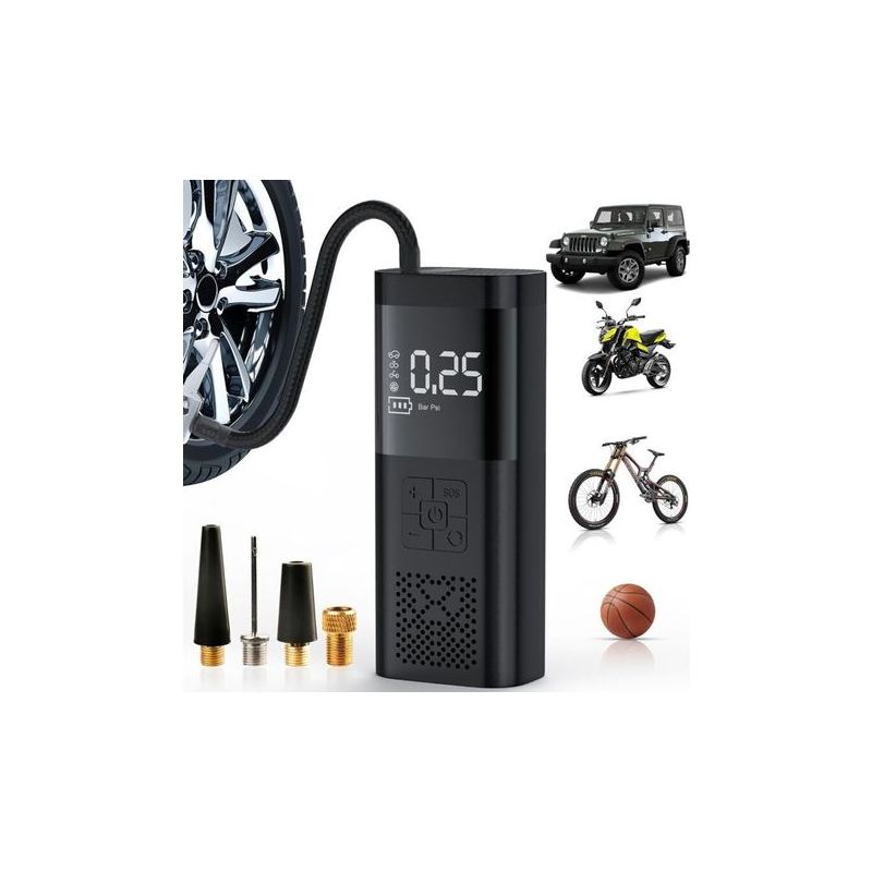 Crezuo-chrom Tragbarer Reifenfüller, 180 Psi, 4000 Mah Akku, 3x Schnellere Aufpumpgeschwindigkeit, Integriertes Digitales Manometer