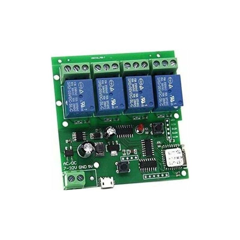 4-kanal-wlan-momentan-leserelais-sicherheitsschaltermodul, Diy-wlan-garagentorsteuerung, 5–32 V Crezuo-chrom