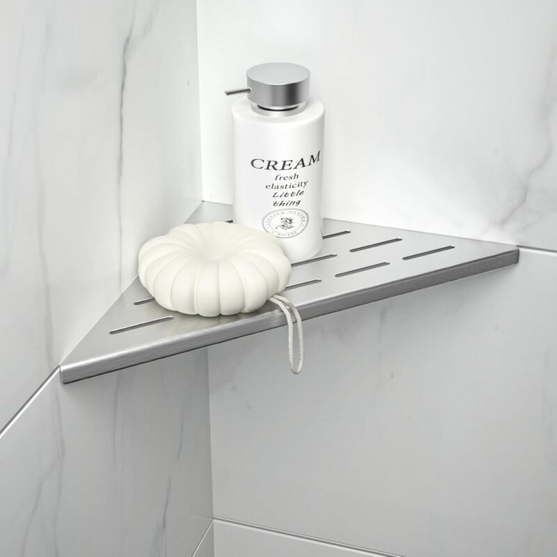 Eckregal, Duschablage Aus Edelstahl, Eingelassene Duschablage, Geeignet Für Shampoo-halter Im Badezimmer, Silberfarbenes Crezuo
