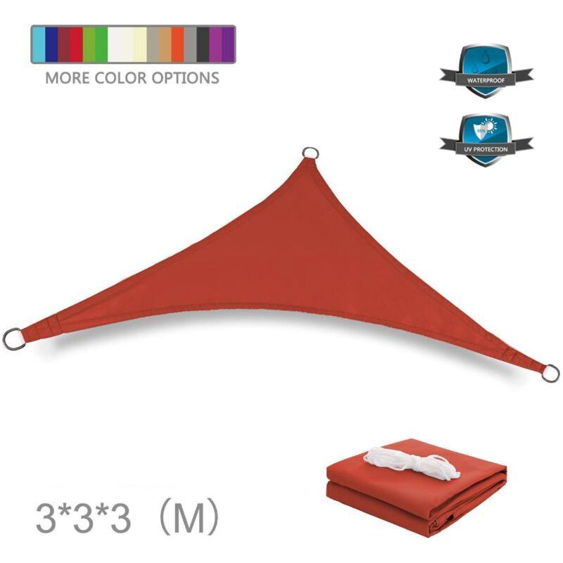 Dreieckiges Sonnensegel 3 X 3 M, Hochdichtes 300d Oxford-gewebe, Blockiert 90 % Der Uv-strahlen, Witterungsbeständig, Einfache Montage (crezuo)