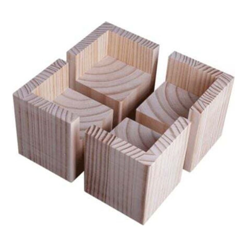 Set Mit 4 Bettfüßen Aus Holz, 10 Cm Hoch, Für Schwere Möbel, Einfache Montage Für Ergonomische Reinigung. Crezuo
