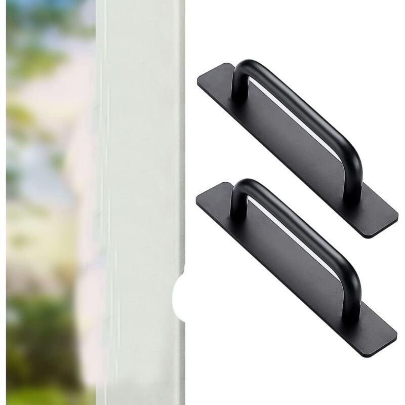 Set Mit 2 Selbstklebenden Aluminium-möbelgriffen, Schiebetürgriffen, Schwarz, Crezuo
