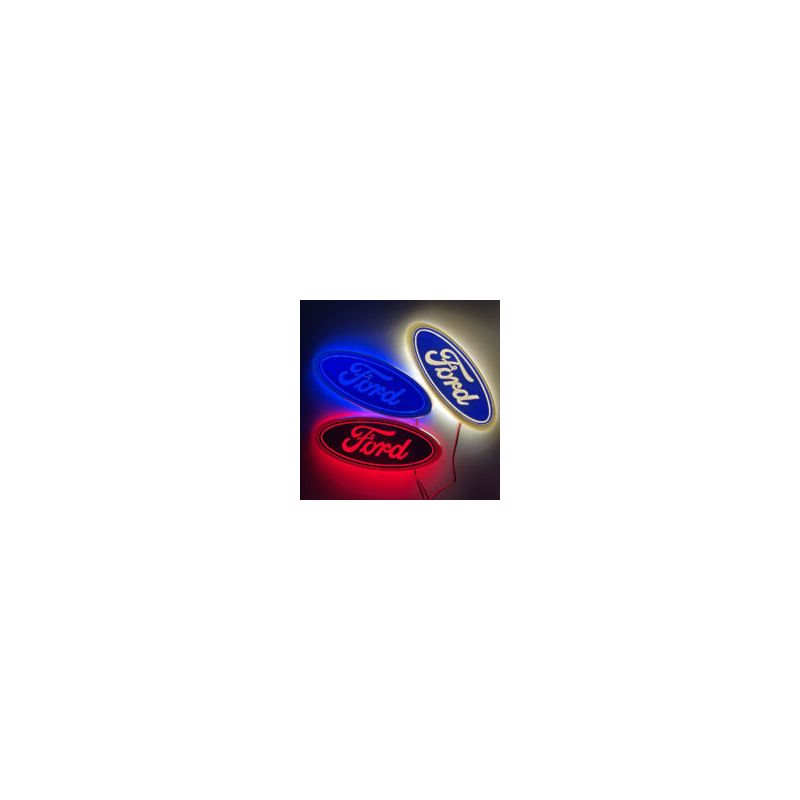 Crezuo 4d Led-leuchtaufkleber Für Ford, 14,5 X 5,6 Cm, Weiß