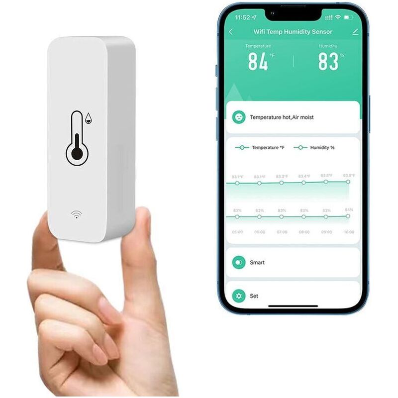 Crezuo Wlan-thermometer-/hygrometer-sensor, Drahtlose Heimüberwachung, Fernüberwachung, Datenspeicherung