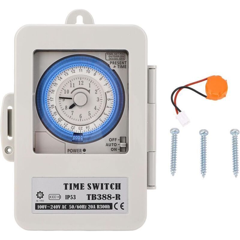 Mechanischer 24-stunden-timer Mit Transparenter Abdeckung, Mindestzeitschalter 15 Minuten, Für Das Straßenbeleuchtungs-produktionsgerät Crezuo Tb388-r