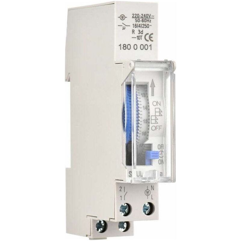 Mechanischer 24-stunden-timer, 15-30-minuten-programmierung, Din-schienenmontage, Wechselspannung 220-240 V, Integrierter 1,2-v-40-mah-ni-mh-akku, Crezuo