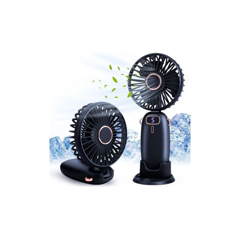 Crezuo Tragbarer Taschenventilator, Kleiner 5-stufiger Taschenventilator Mit Ständer, Mini-usb-ventilator, Leistungsstark Und Leise