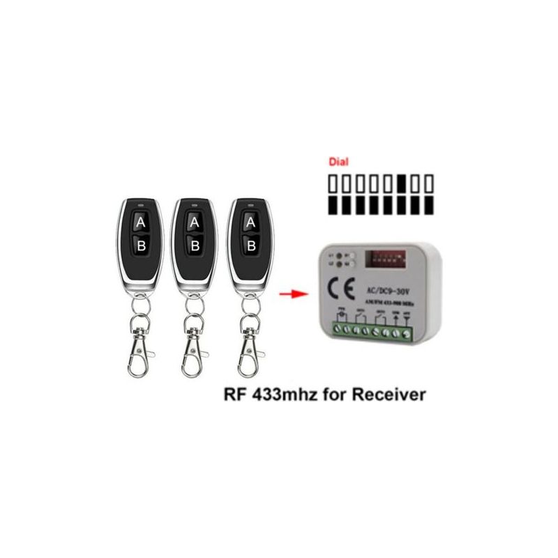 Garagentor-fernbedienung 433/868 Mhz, Rx Multi 300–900 Mhz, Ac/dc 9–30 V Crezuo-chrom