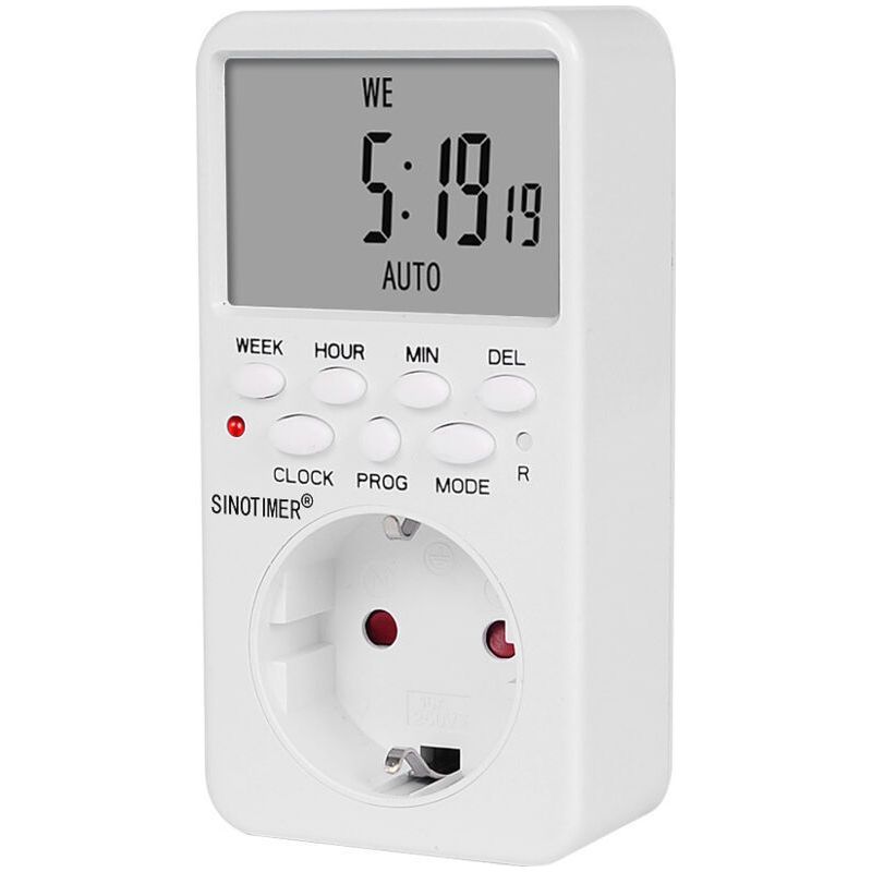 Crezuo Tm519 Digitale Elektronische Programmierbare Steckdose, 220v/120v Timer, 7 Tage, 12/24 Stunden
