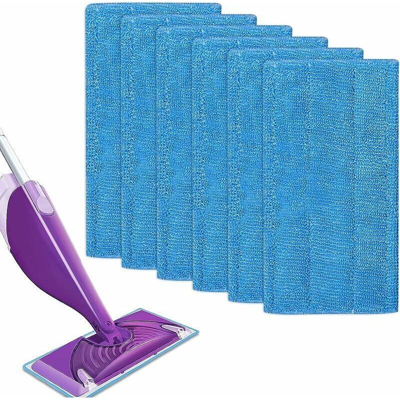6-teiliges Set Wiederverwendbarer Ersatz-mikrofasertücher Für Swiffer Wetjet Mist Bodenreinigungstücher, Crezuo-blau
