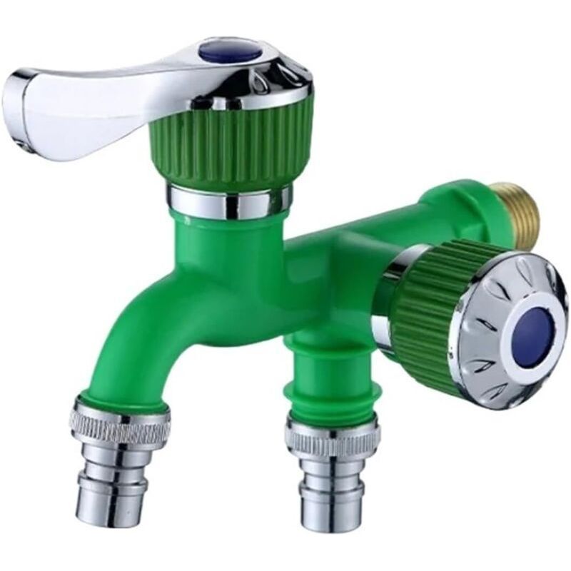 Crezuo 2-in-1 Multifunktions-wasserhahn Mit Zwei Ventilen, Waschtischmischer, Umsteller Und Abscheider, Grün