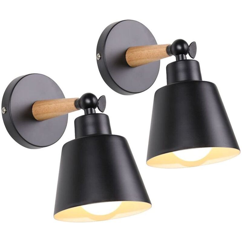 Set Aus 2 Vintage-industrie-wandleuchten, E27, Schwarzes Metall, Verstellbar, Retro-stil, Für Schlafzimmer, Küche Und Restaurant, Ohne Schalter