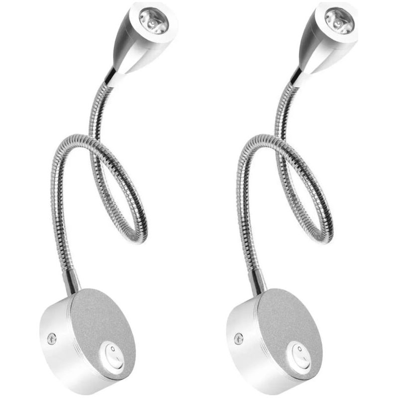 Schlafzimmerwandleuchte Mit 2 X 3-w-led-leuchten, Aluminium, Warmweißes Licht (3000 K), 360° Flexibler Arm Zum Lesen