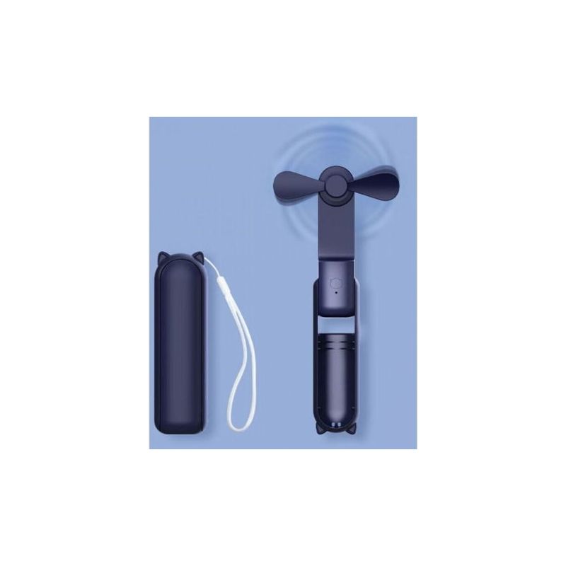 Taschenventilator, Mini-ventilator, Usb-aufladbar, 14–21 Stunden Akkulaufzeit, Faltbar Und Leise, Mit Powerbank Und Integrierter Taschenlampe, Blauer Crezuo