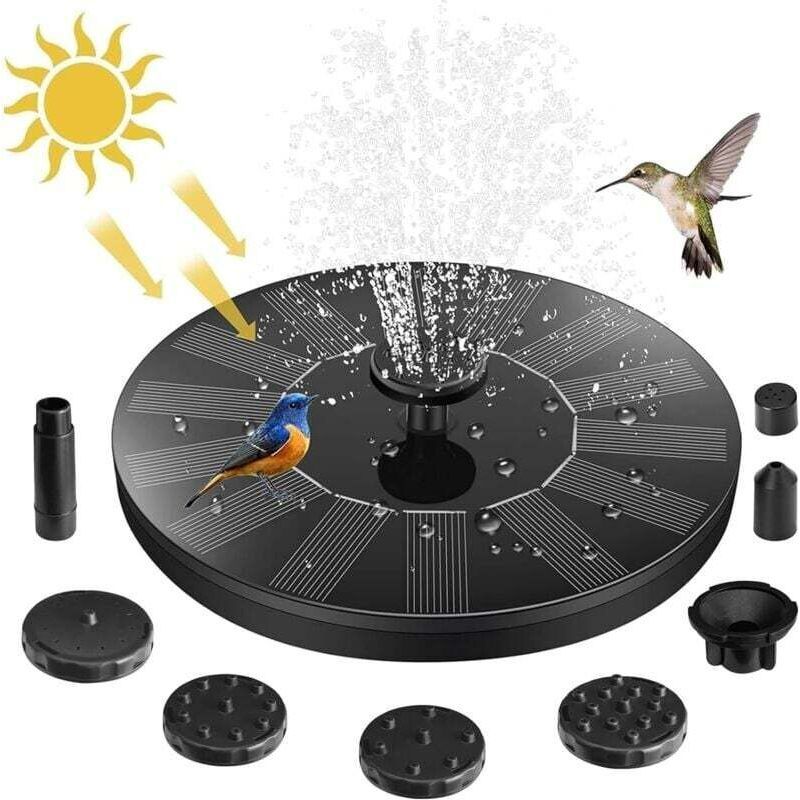 Crezuo Solar-gartenbrunnen Für Den Außenbereich, 1,5-w-pumpe, 7 Vogeltränkendüsen, 30–50 Cm Wasserhöhe, Teich- Und Terrassendekoration