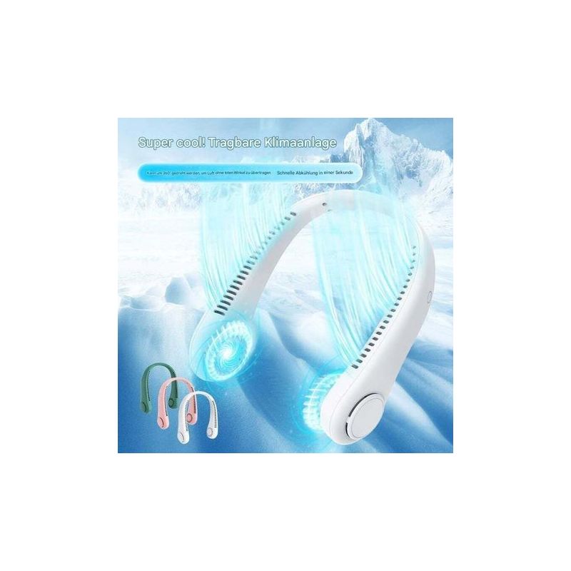 Crezuo Mini-nackenventilator Mit Usb-anschluss, Batteriebetrieben, Ohne Rotorblätter, Ideal Für Reisen, Sport Sowie Für Den Innen- Und Außenbereich