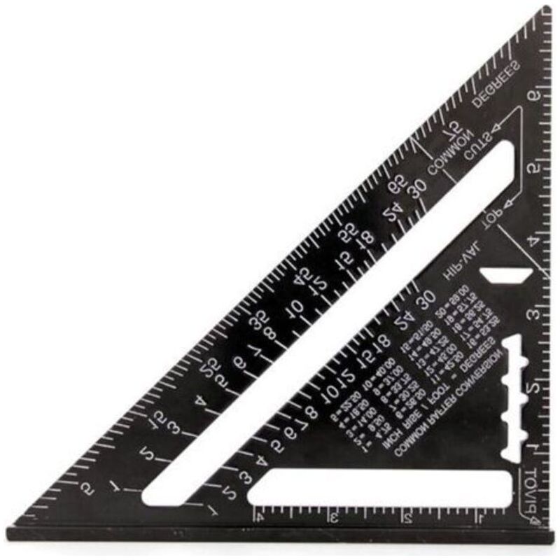 Schwarzes 7-zoll-dreiecklineal, Zimmermannswinkel, Aluminiumlegierung, Hochpräzises Messwerkzeug Für Zimmerleute Von Crezuo