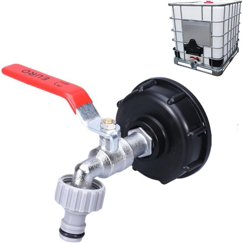 Crezuo 1000l Wasserrückgewinnungstank-hahn, Ibc-adapter S60x6, Kunststoffanschluss, Säure- Und Korrosionsbeständig