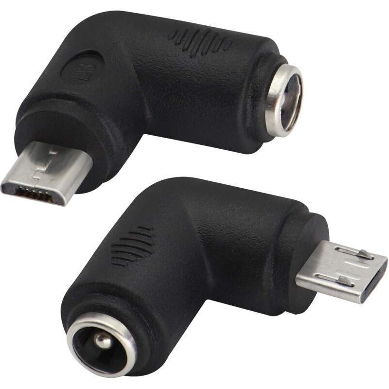 2er-pack Micro-usb-adapter (90°-winkelstecker, 5,5 X 2,1 Mm Dc-stecker Auf 5 V Dc-ladeanschluss) Für Mobiltelefone, Tablets, Mp3-player Und Andere Micro-usb-geräte Von Crezuo