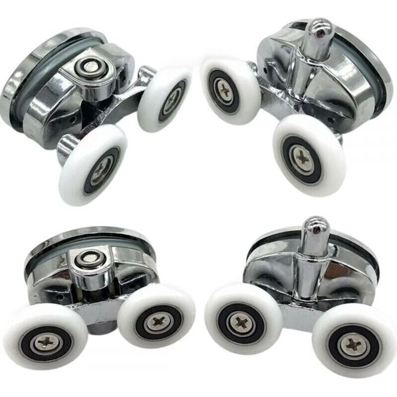 Set Mit 4 Crezuo Ovalen Schmetterlingsrollen Für Duschtüren Mit Zwei Rädern, 23 Mm