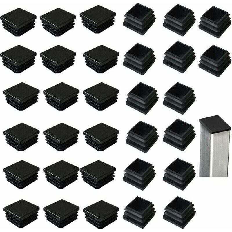 32 Schwarze, Quadratische Kunststoffstopfen, 40 X 40 Mm, Für Metallprodukte, Stühle, Sofas Und Tische, Npterbl Crezuo