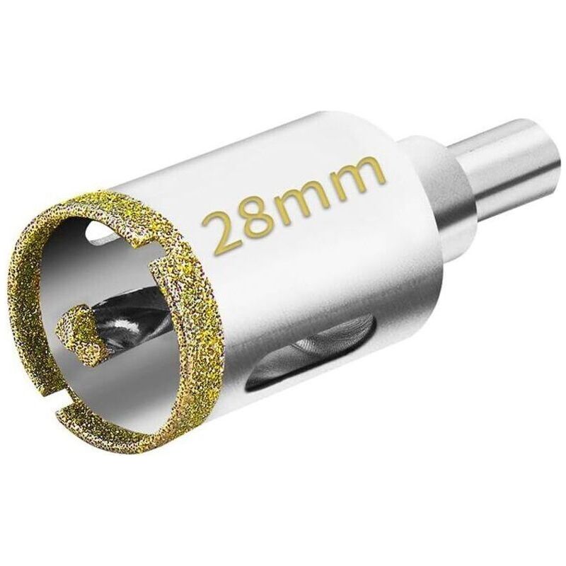 28-mm-diamantlochsäge Mit Zentrierführung, Fliesenlochsäge Mit Diamantbeschichtung, Diamantkernbohrer, Für Glas, Fliesen, Keramik, Marmor, Granit (crezuo)