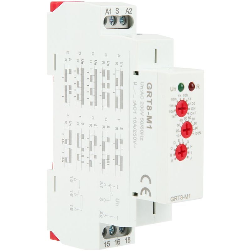 Crezuo Grt8-m1 Multifunktionales Zeitverzögerungsrelais Mit 10 Funktionen, Din-schienenmontage, Ac/dc 230 V