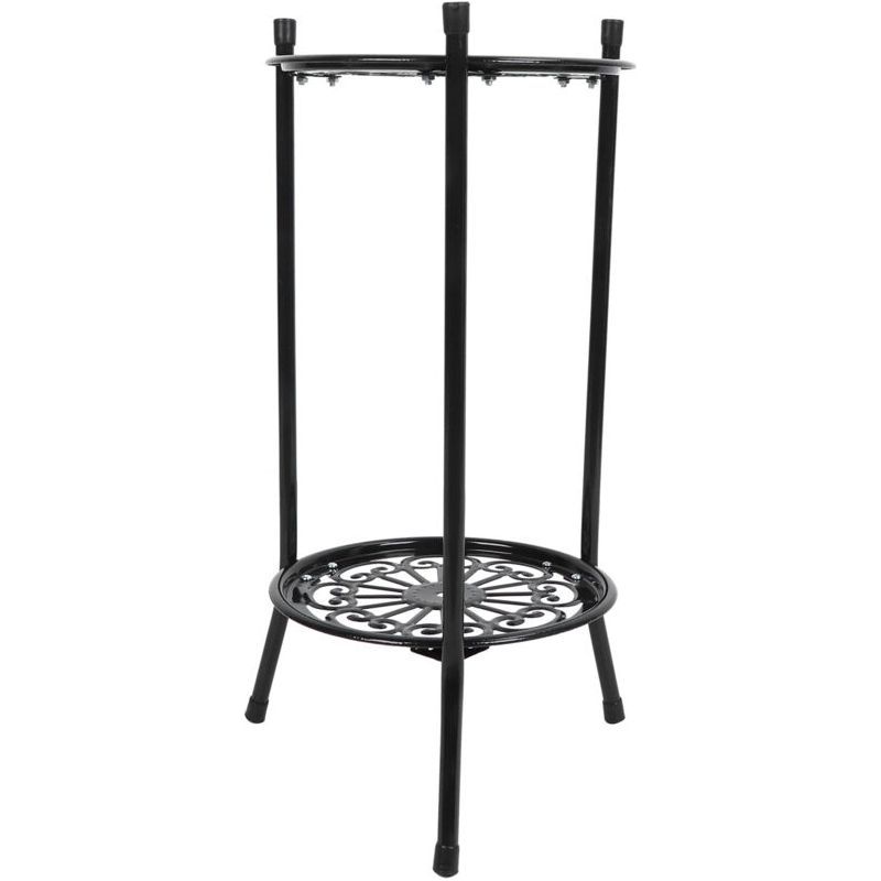 Crezuo Pflanzenständer Aus Metall Mit 2 Blumentöpfen, Ablage, Wohnaccessoires, Gartenbank