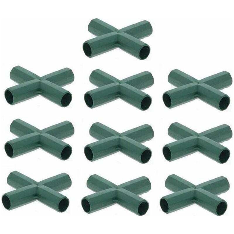 Packung Mit 10 Gewächshausrahmenverbindern, Für Gartenrahmen, Obstkäfige, Zäune, Gewächshausrahmen, 16-mm-verbinder, Flach / 4 Löcher Crezuo