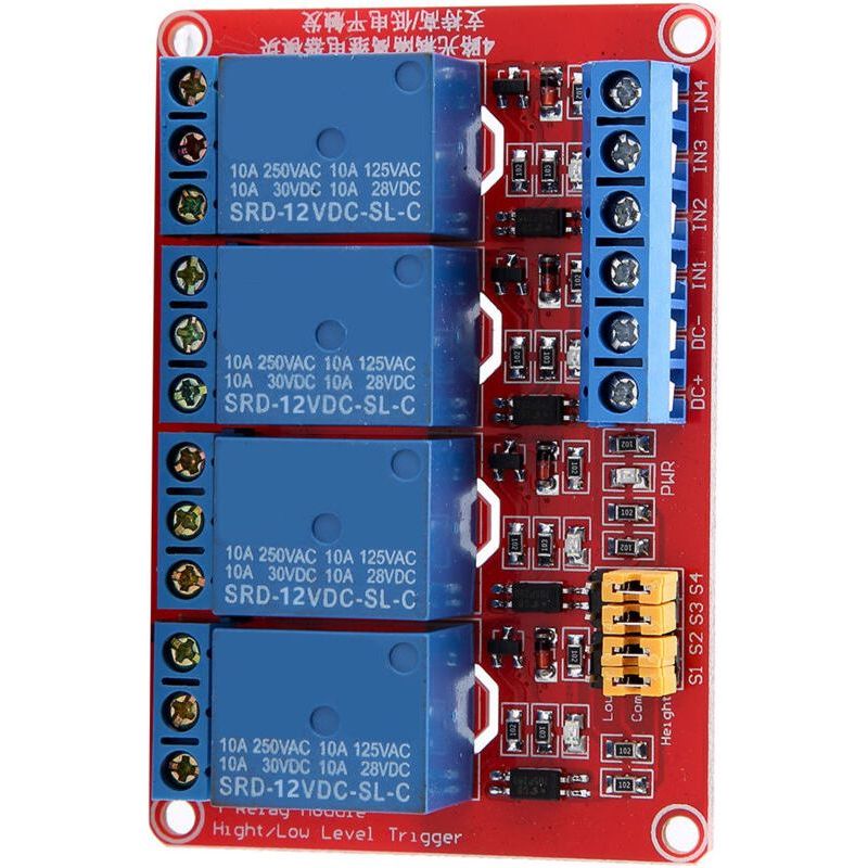 4-kanal-optokoppler-relaismodulplatine, High- Und Low-triggerung, 5 V/12 V/24 V, 12 V Crezuo