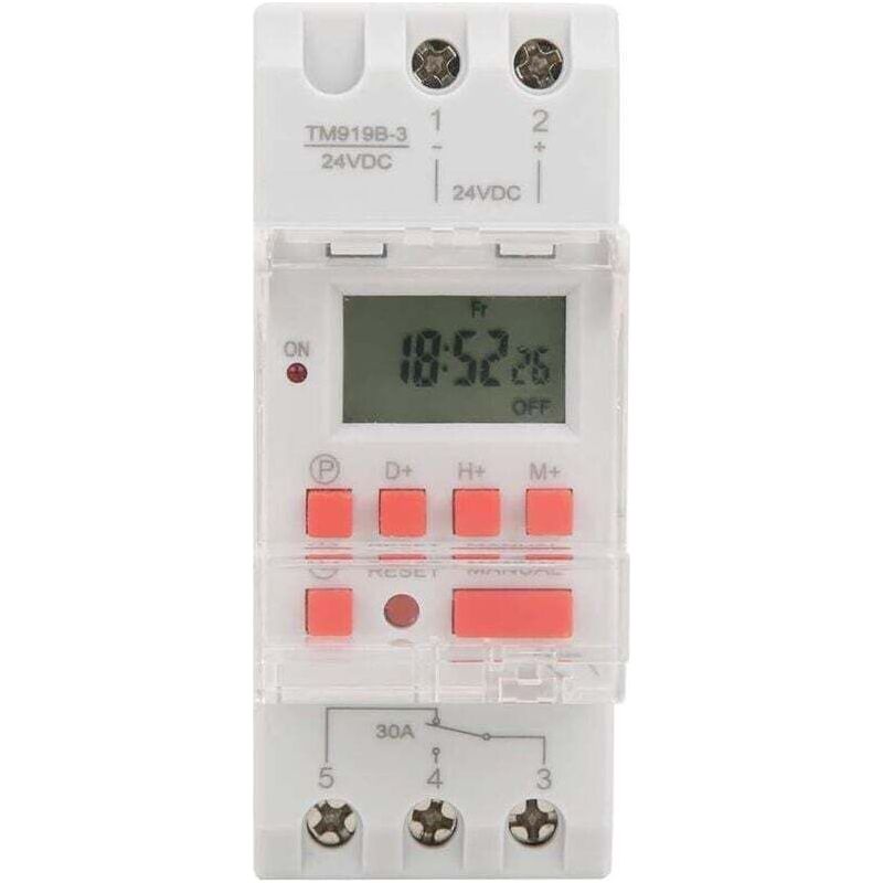 Crezuo Wochenzeitschaltuhr (12/24 Stunden) Mit Lcd-anzeige, 24 V Dc, 30 A, Programmierbar, Ein/aus-steuerung, Zeitrelais