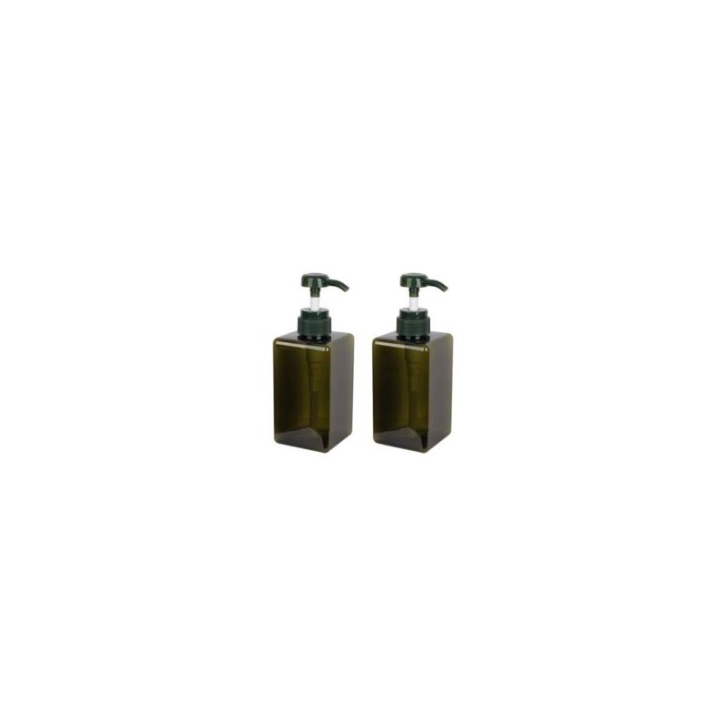 Distributeur De Savon 450 Ml, Lot De 2, Pompe À Vide En Plastique Pour Cuisine Et Salle De Bain, Coloris Vert Foncé Crezuo