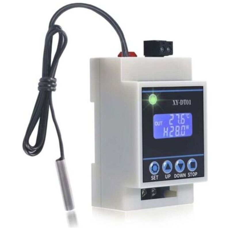 Crezuo Xy-dt01 Digitaler Temperaturregler, -40 Bis 110 °c, Mikro-digitalthermostat Mit Lcd-bildschirm Und Wasserdichtem Sensor